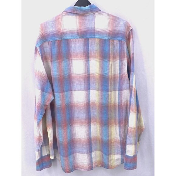 Tommy Bahama Shirt Men’s Size L 100% Linen Spring Plaid Pastel Long Sleeves - Picture 4 of 14